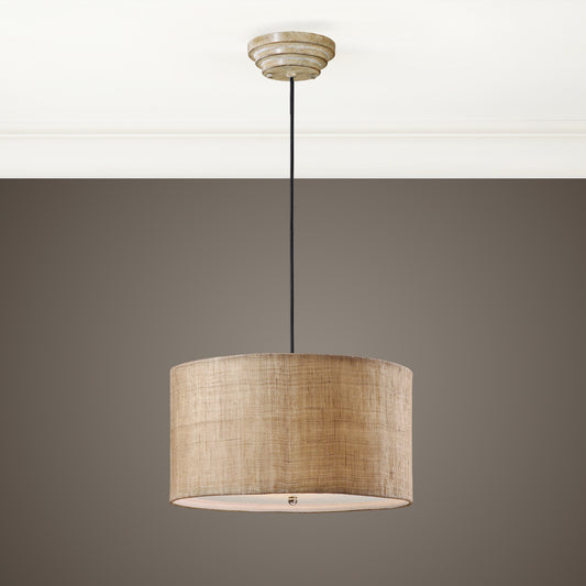 Uttermost Dafina 3 Light Burlap Drum Pendant 21933