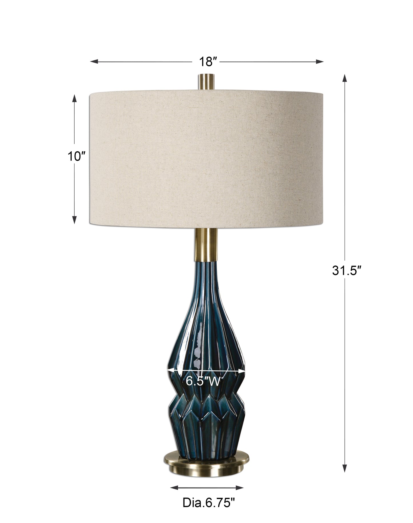 Uttermost Prussian Blue Ceramic Lamp 27081-1