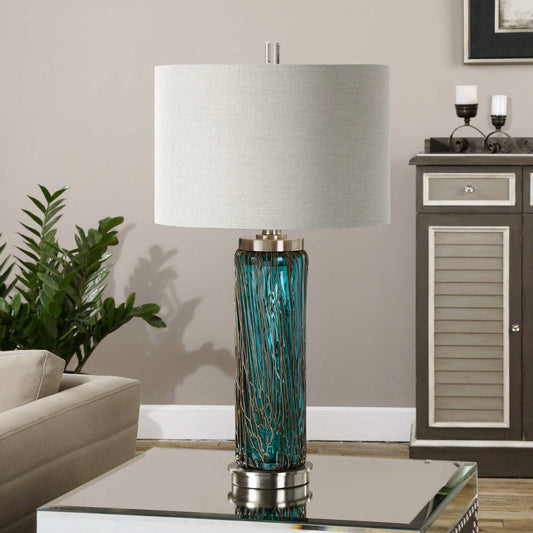 Uttermost Almanzora Blue Glass Lamp 27087-1