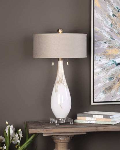 Uttermost Cardoni White Glass Table Lamp 27201