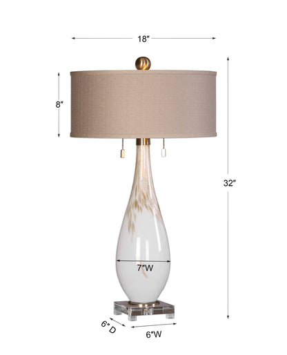 Uttermost Cardoni White Glass Table Lamp 27201