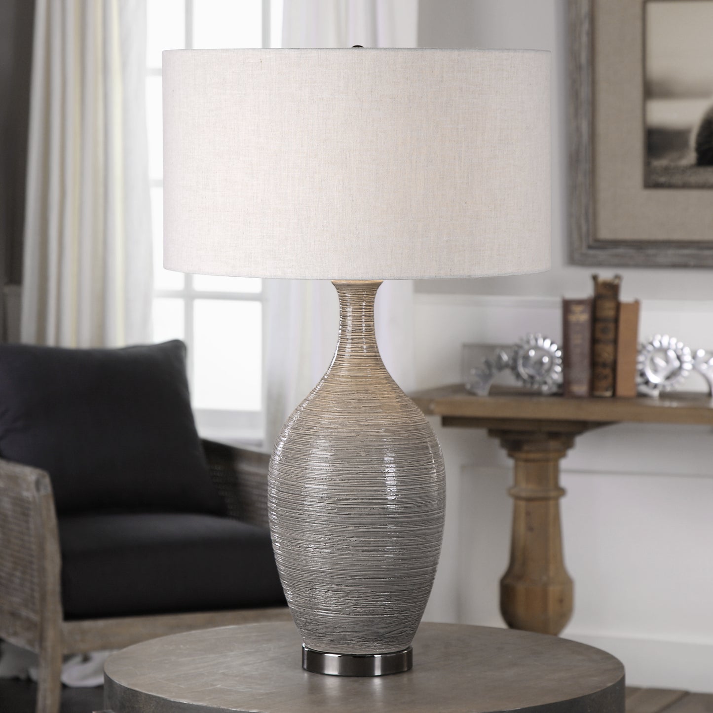 Uttermost Dinah Gray Textured Table Lamp 27518