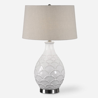 Uttermost Camellia Glossed White Table Lamp 27534-1