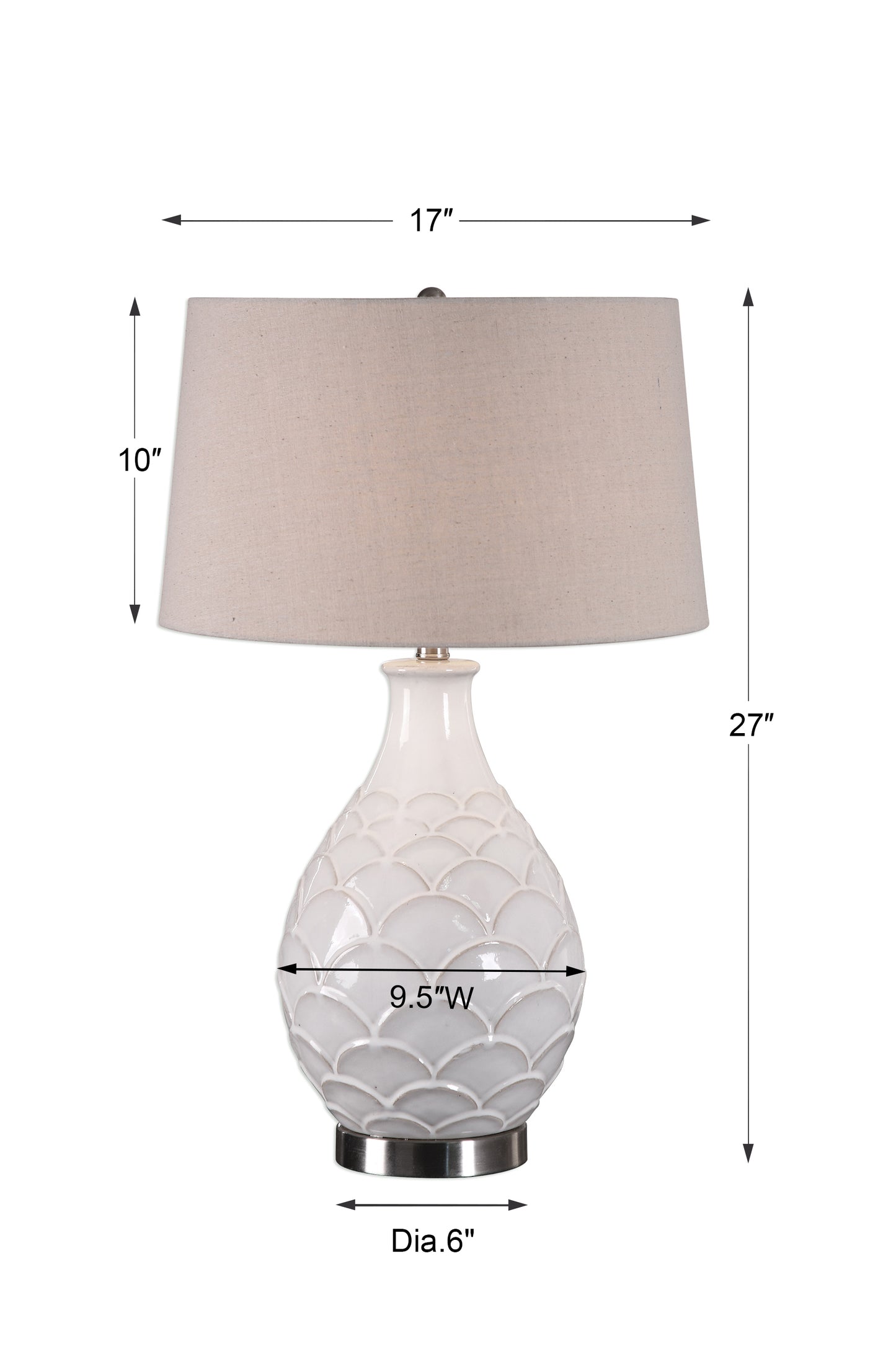 Uttermost Camellia Glossed White Table Lamp 27534-1