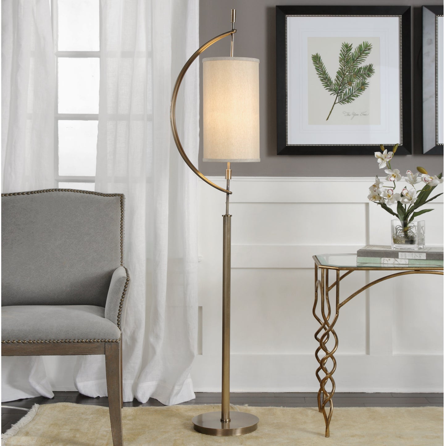 Uttermost Balaour Antique Brass Floor Lamp 28151-1