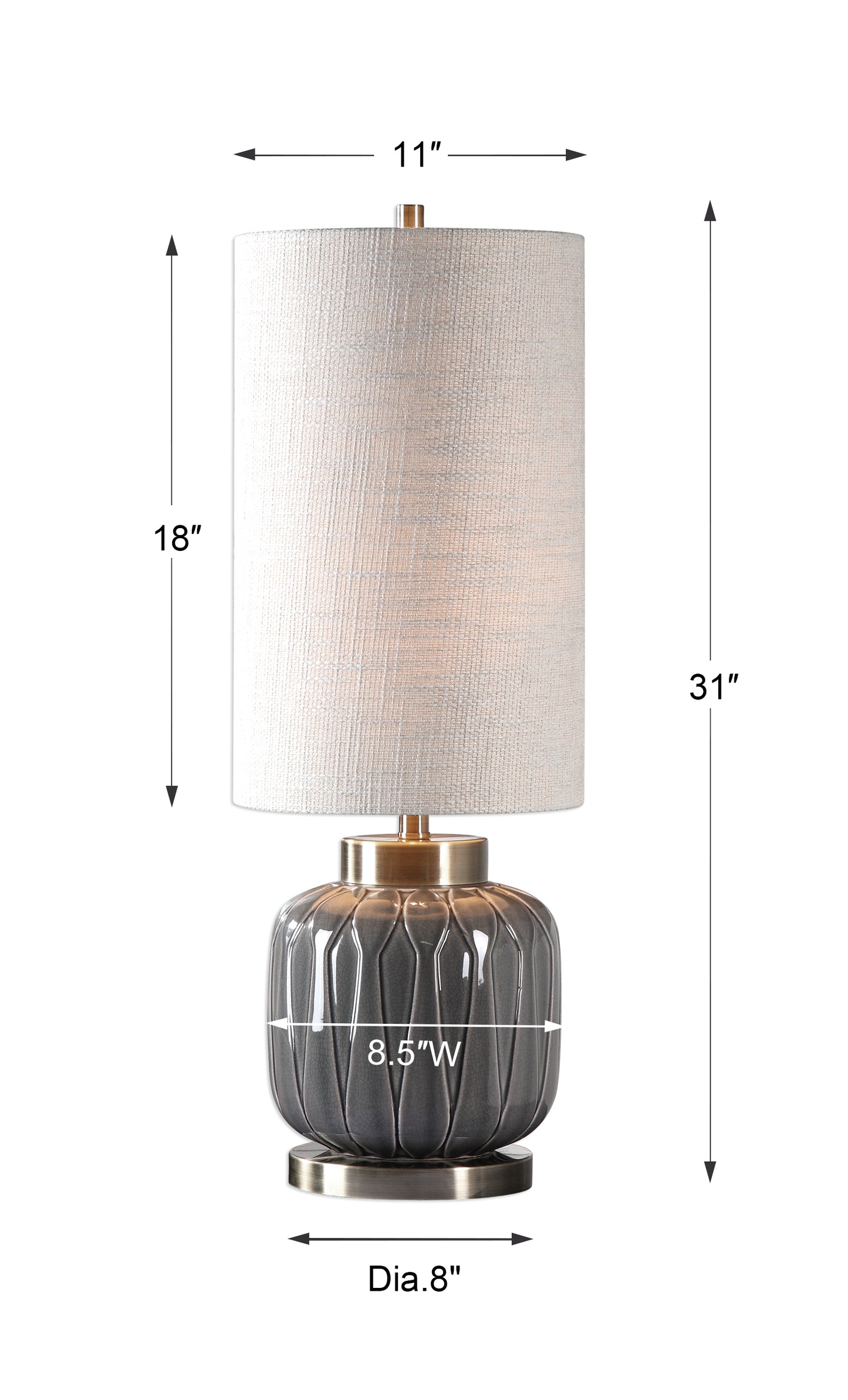 Uttermost Zahlia Aged Gray Ceramic Lamp 29559-1