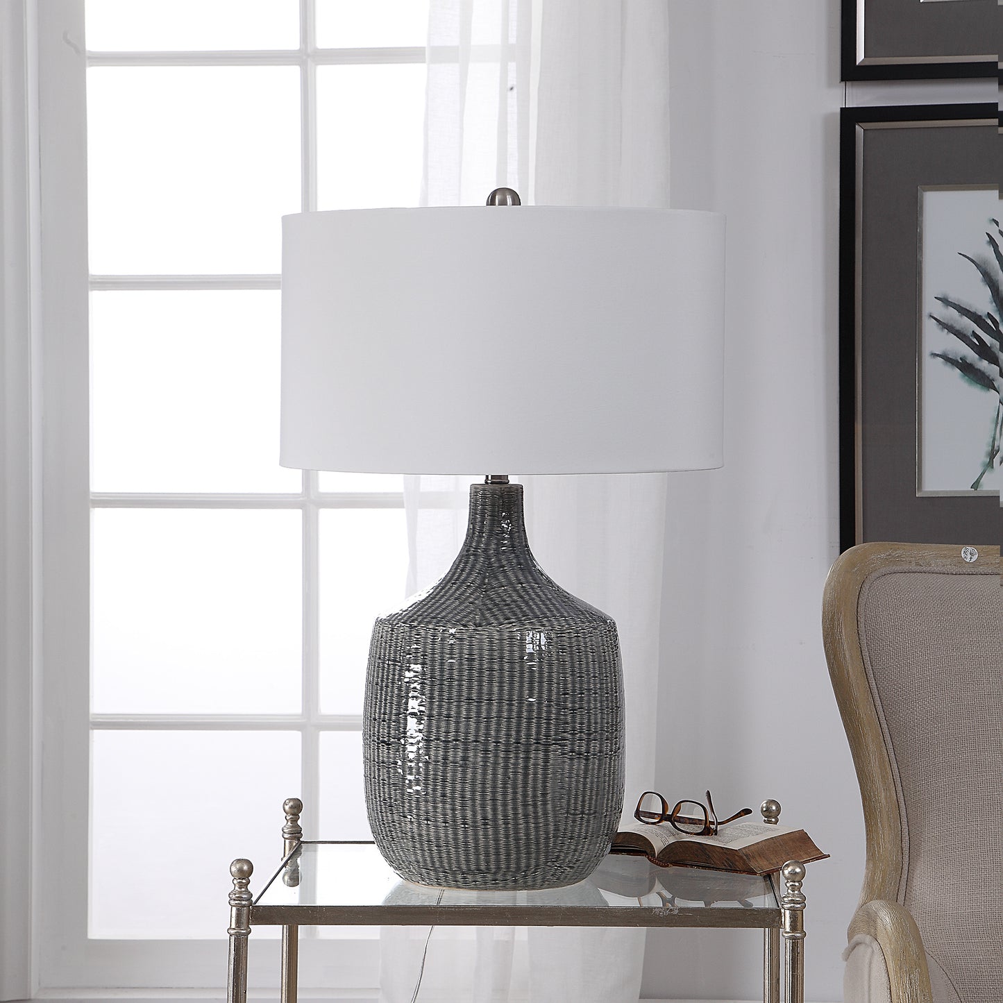 Uttermost Felipe Distressed Gray Table Lamp 27920-1