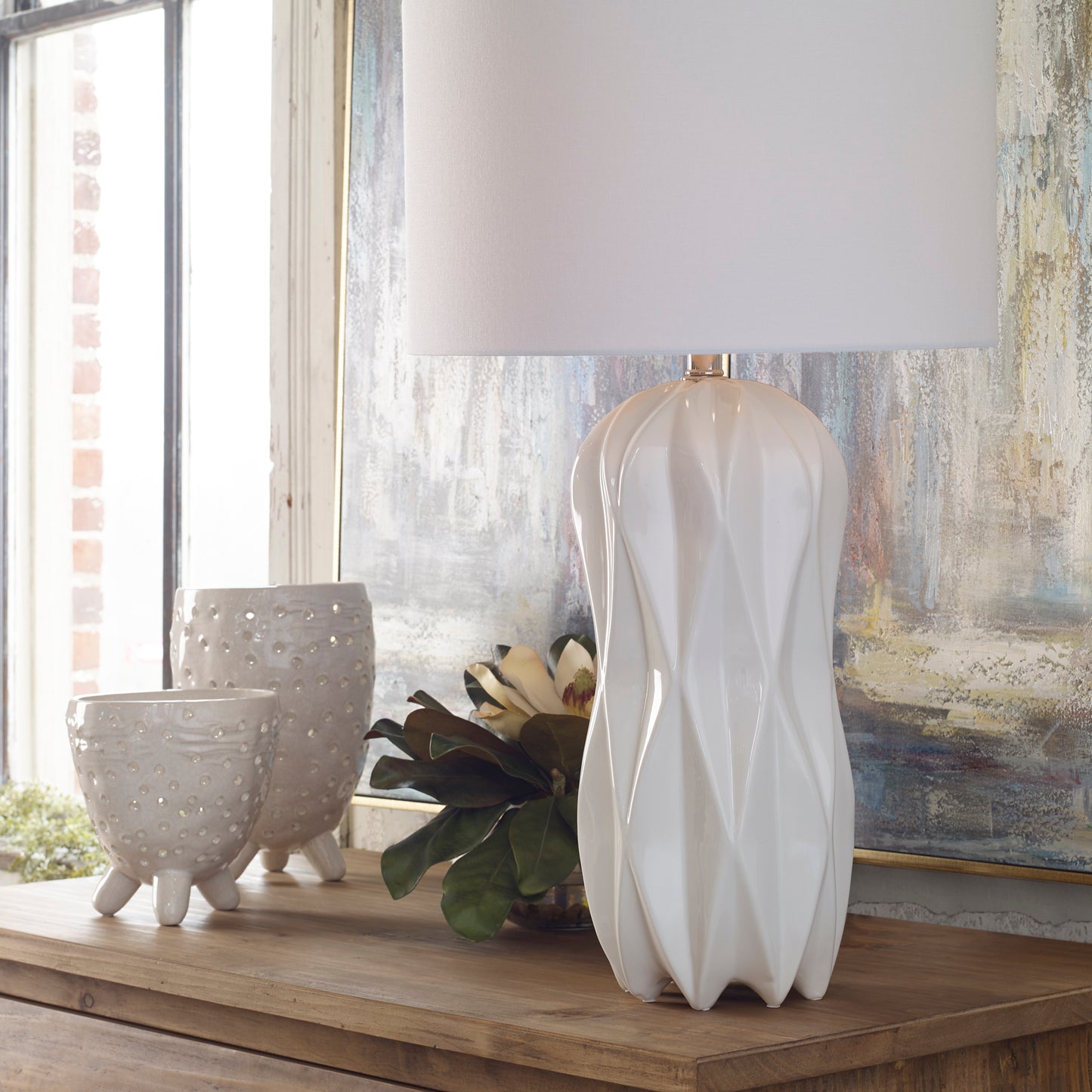 Uttermost Malena Glossy White Table Lamp 26204