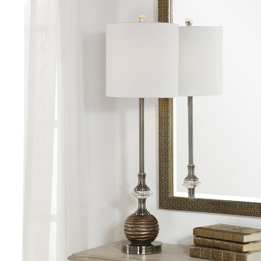 Lily Lifestyle Textured Sphere In A Bronze Finish Highlights The Brushed Nickel And Crystal Accents