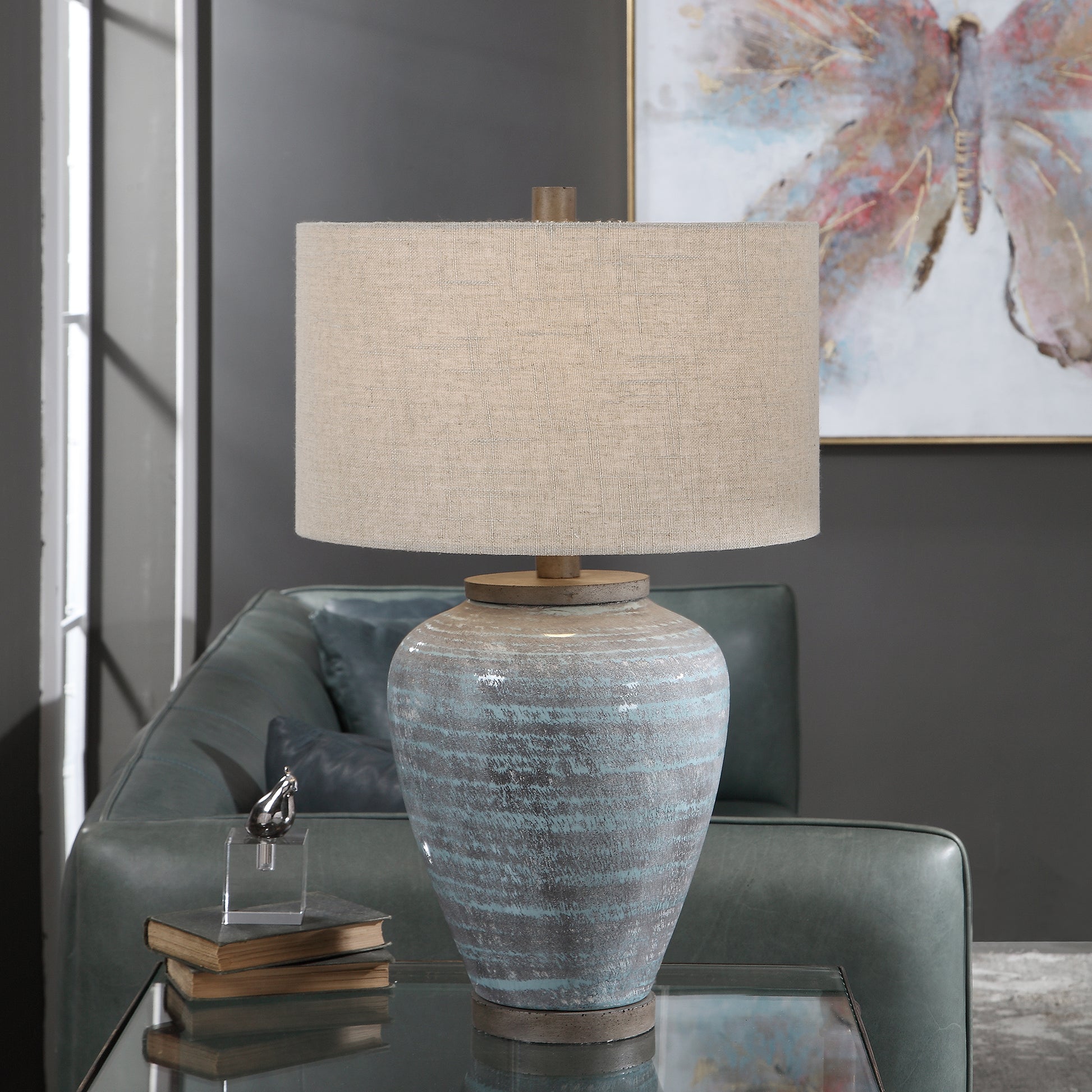 Uttermost Pelia Light Aqua Table Lamp 26228-1