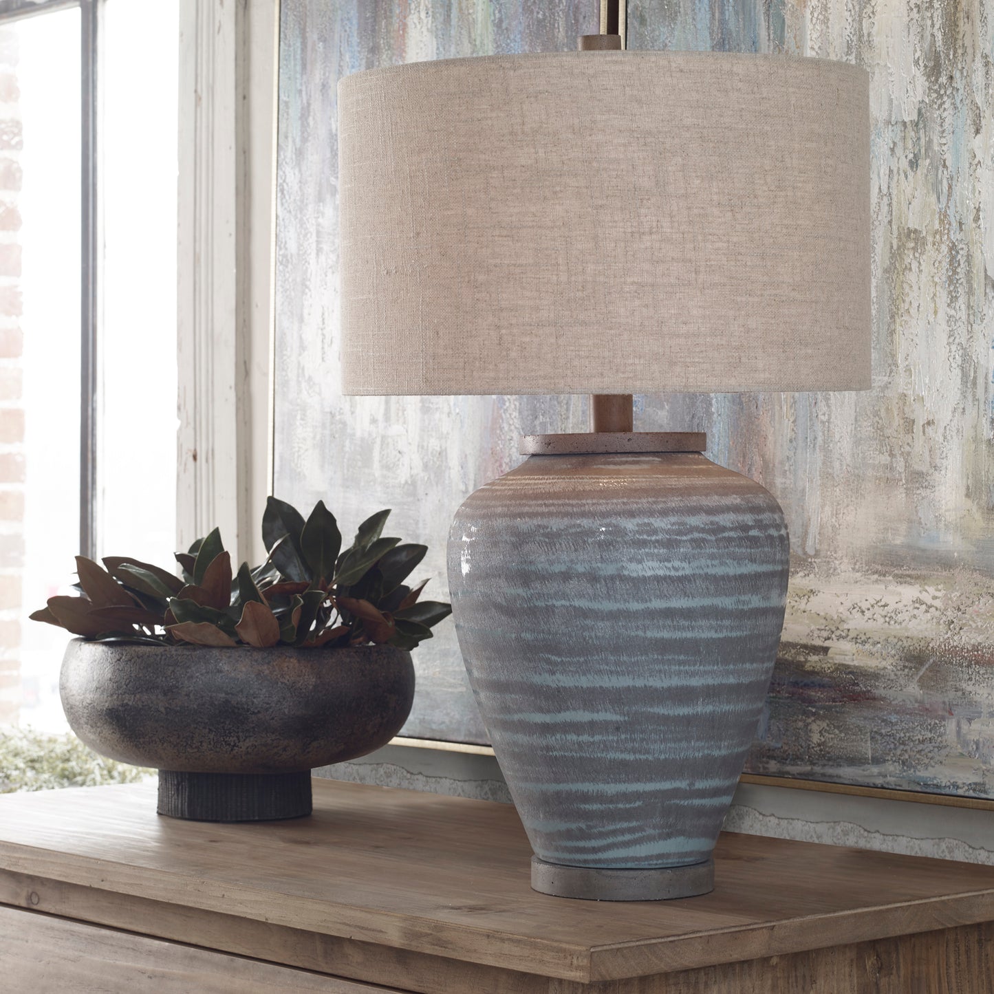 Uttermost Pelia Light Aqua Table Lamp 26228-1