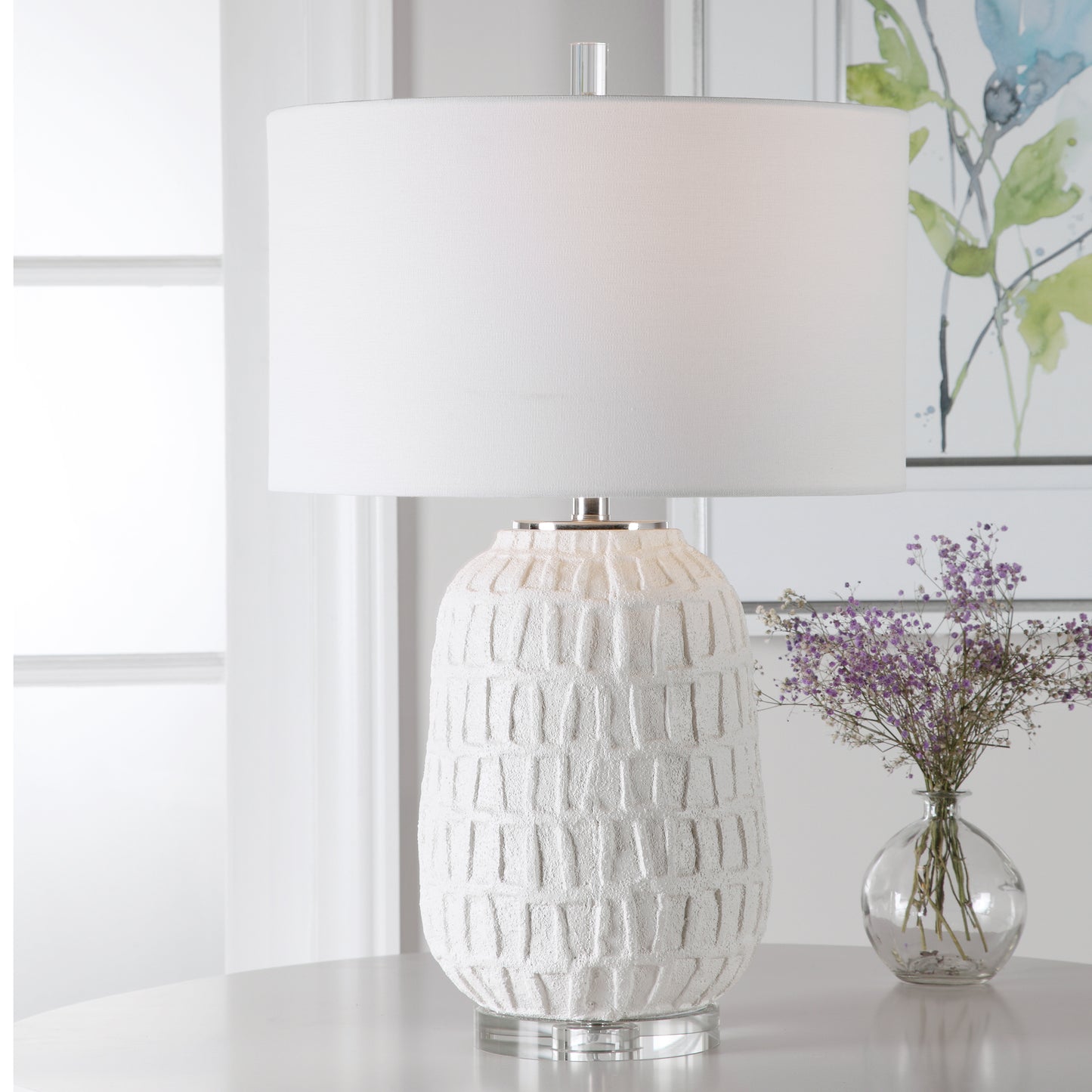 Uttermost Caelina Textured White Table Lamp 28283-1