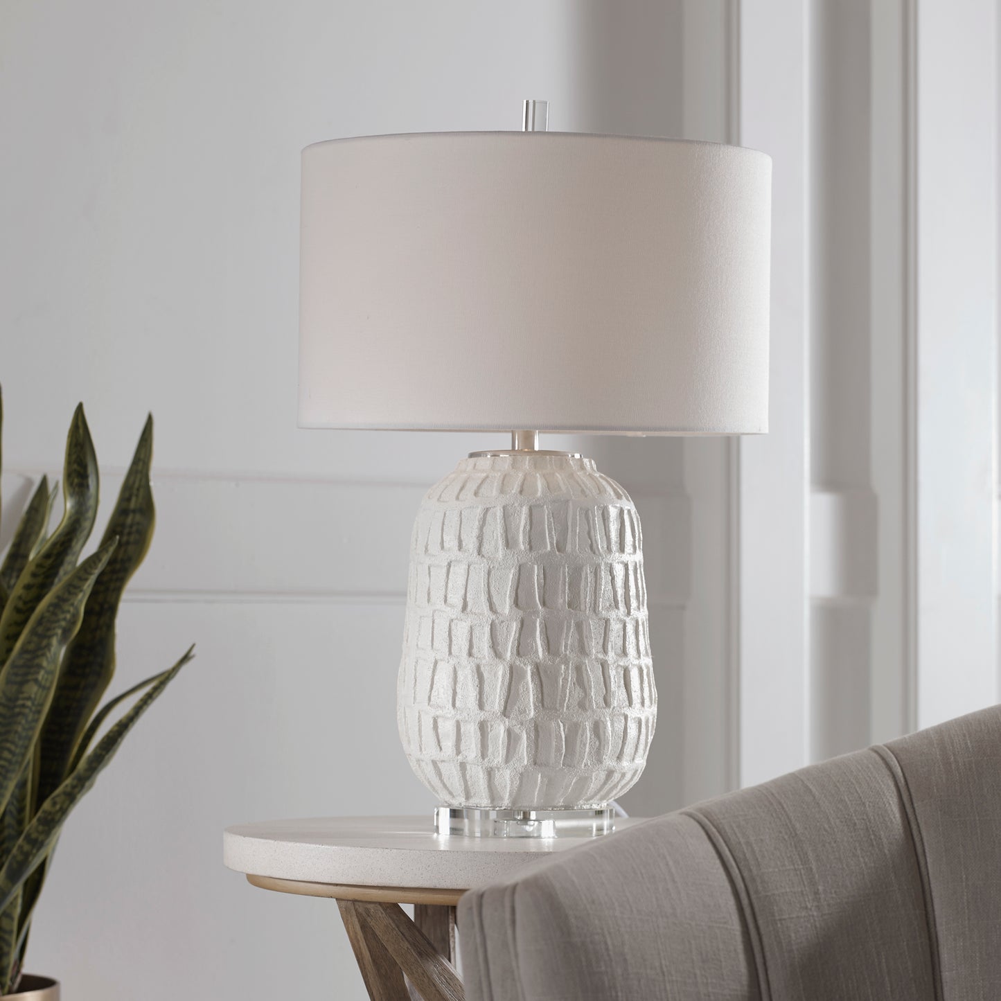 Uttermost Caelina Textured White Table Lamp 28283-1