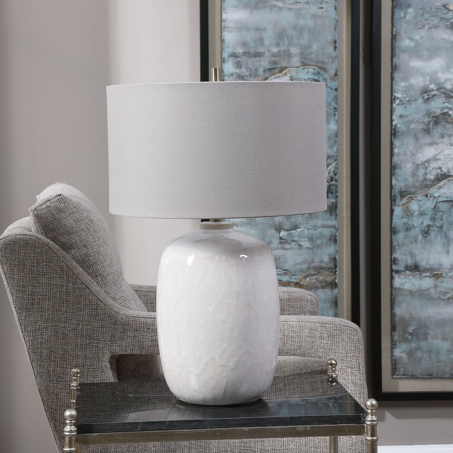 Uttermost Winterscape White Glaze Table Lamp 28390-1