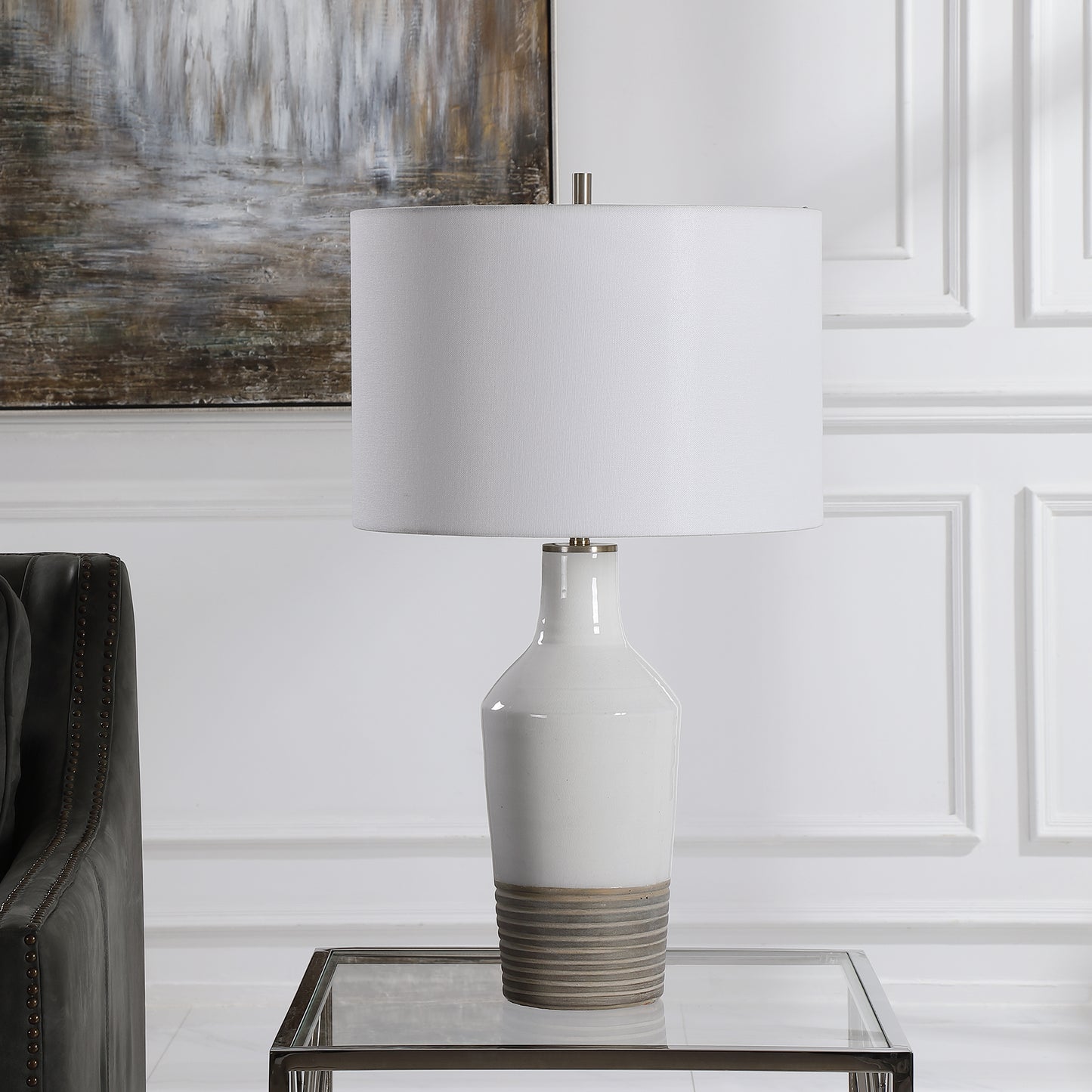 Uttermost Dakota White Crackle Table Lamp 28398-1