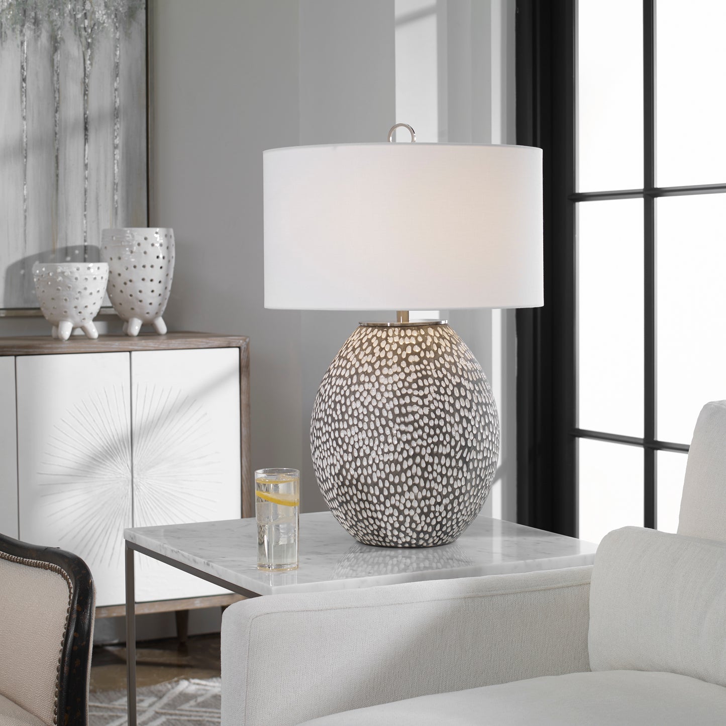 Uttermost Cyprien Gray White Table Lamp 28448-1