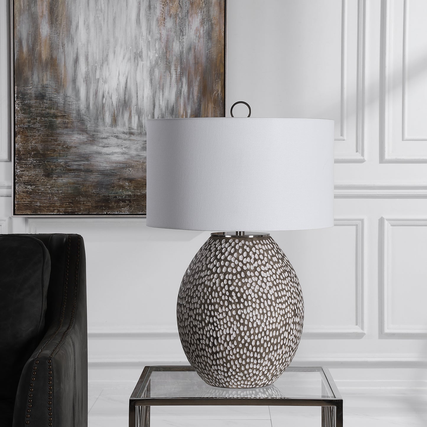 Uttermost Cyprien Gray White Table Lamp 28448-1