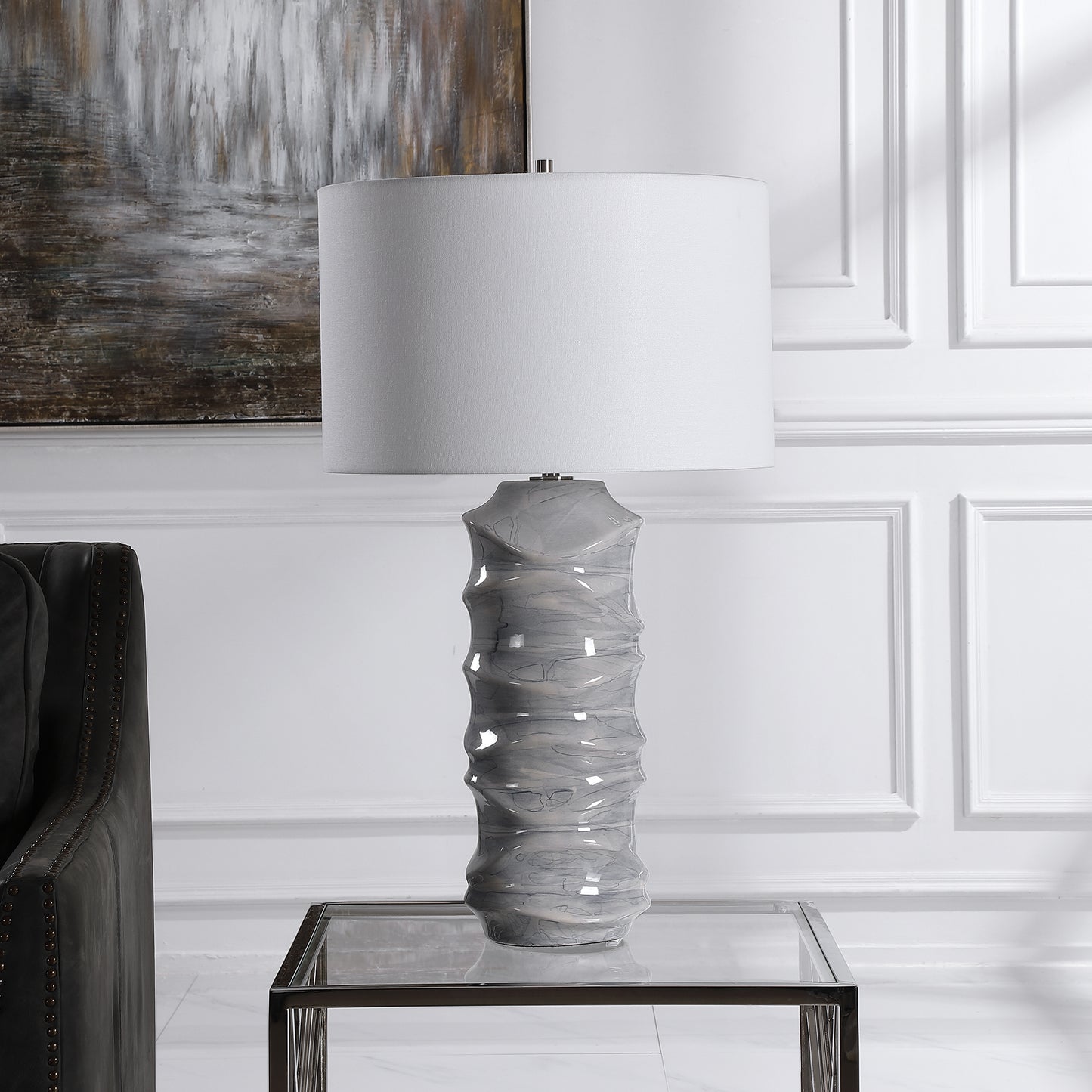 Uttermost Waves Blue & White Table Lamp 28467