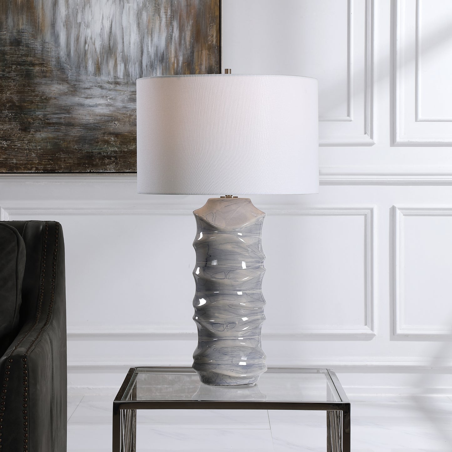 Uttermost Waves Blue & White Table Lamp 28467