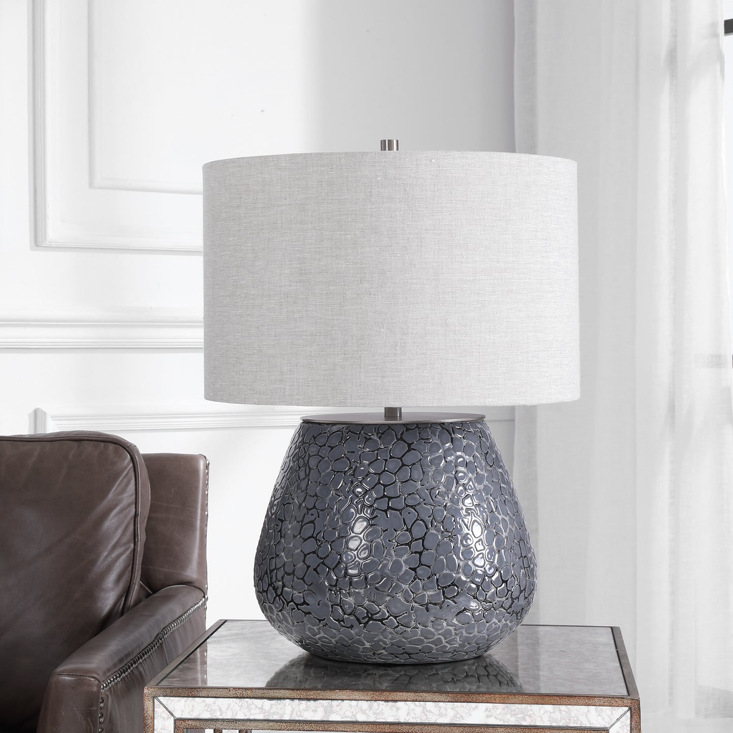 Uttermost Pebbles Metallic Gray Table Lamp 28445-1