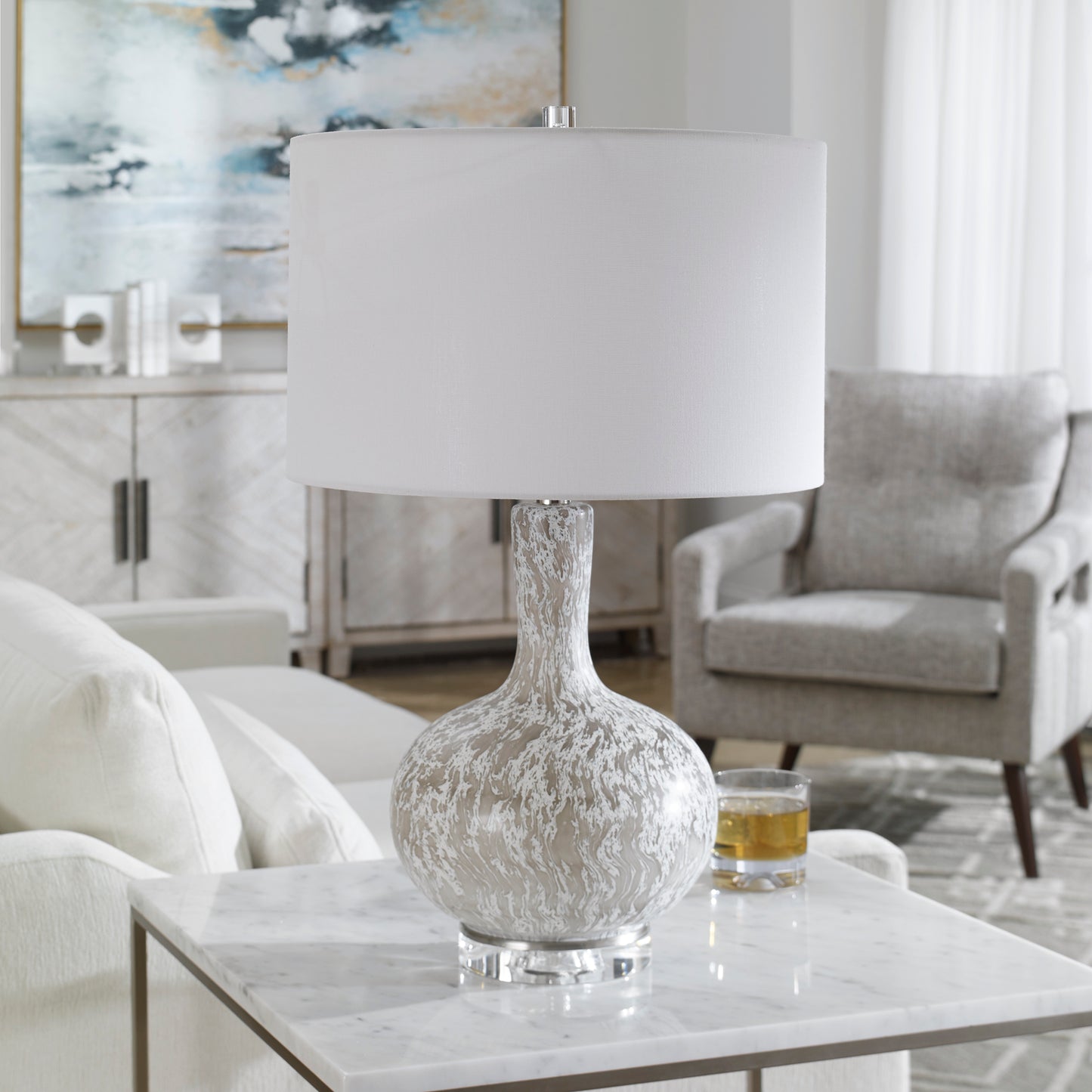 Uttermost Turbulence Distressed White Table Lamp 28483-1