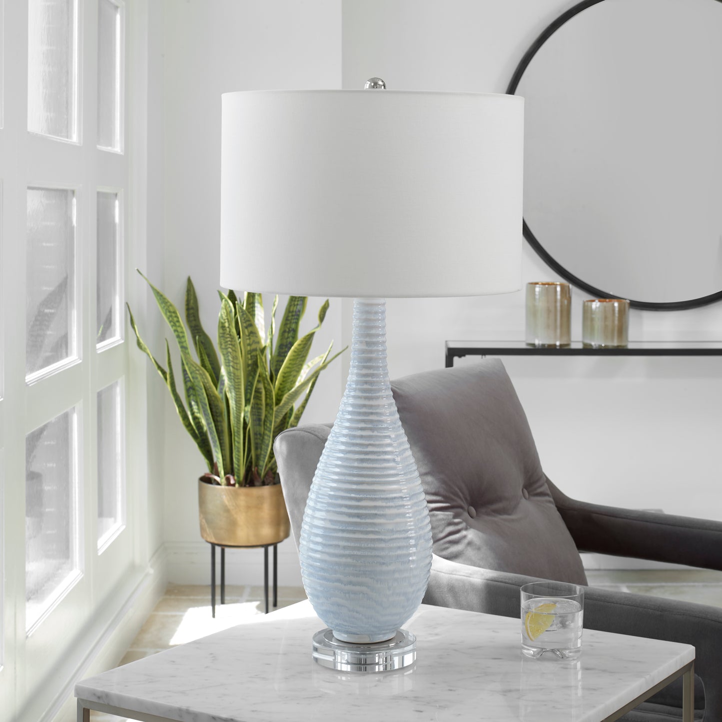 Uttermost Clariot Ribbed Blue Table Lamp 29998-1