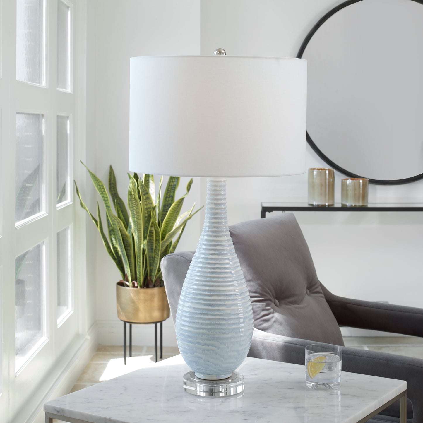 Uttermost Clariot Ribbed Blue Table Lamp 29998-1