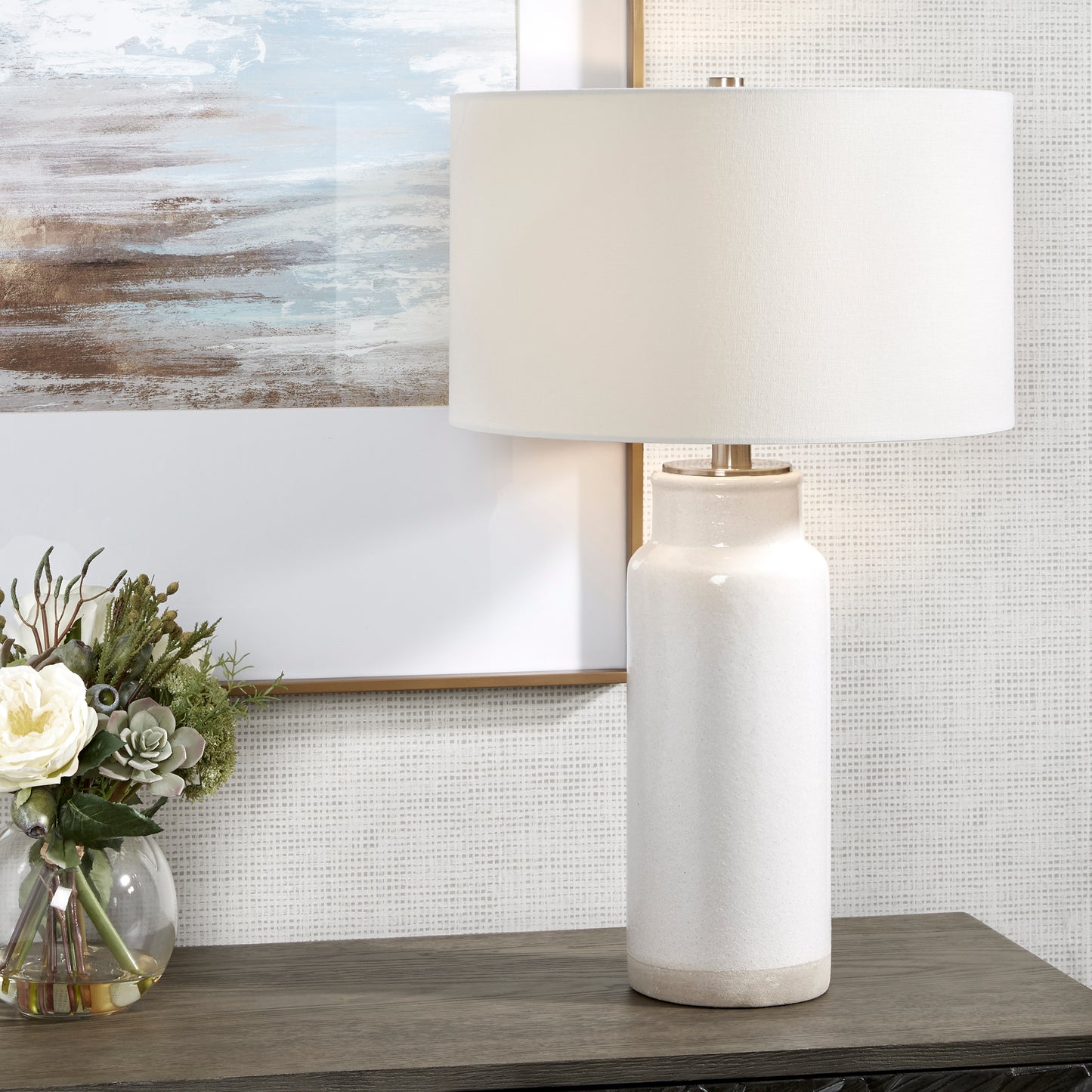 Uttermost Albany White Farmhouse Table Lamp 30038