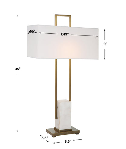 Uttermost Column White Marble Table Lamp 30160