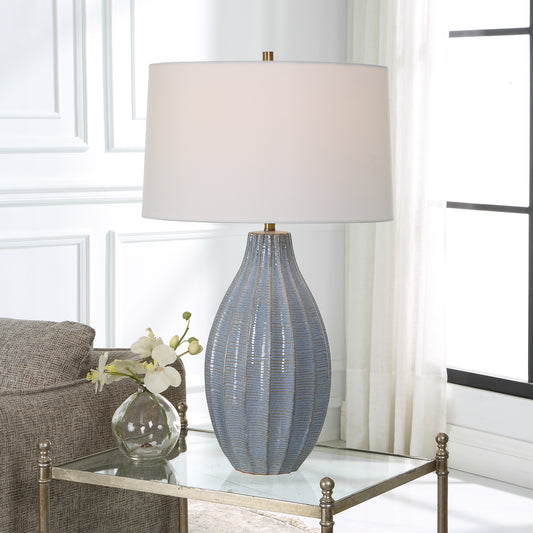 Uttermost Veston Blue Glaze Table Lamp 30161-1