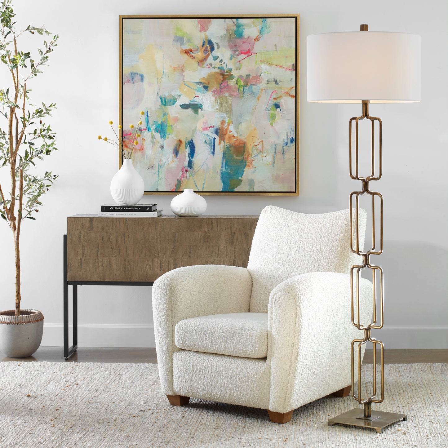 Uttermost Link Brushed Gold Floor Lamp 30148