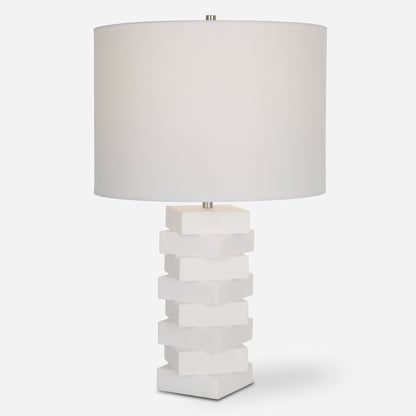 Uttermost Ascent White Geometric Table Lamp 30164-1