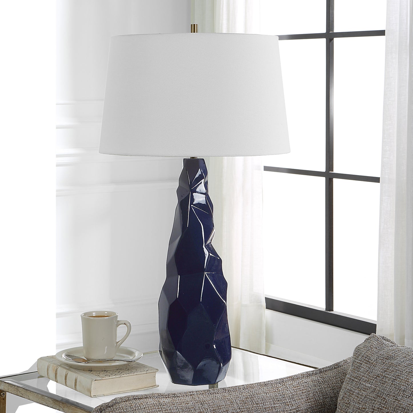 Uttermost Kavos Geometric Blue Table Lamp 30173