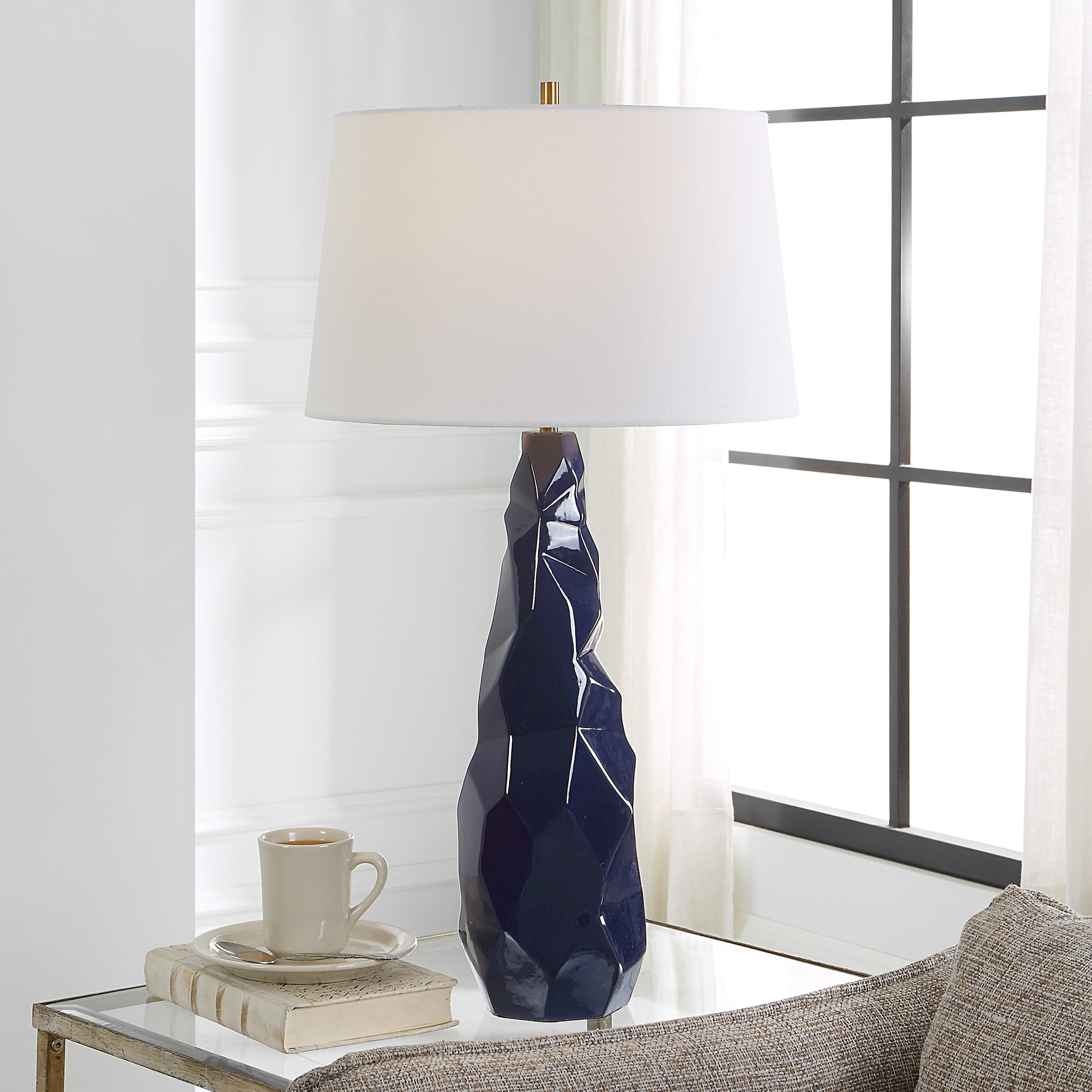 Uttermost Kavos Geometric Blue Table Lamp 30173