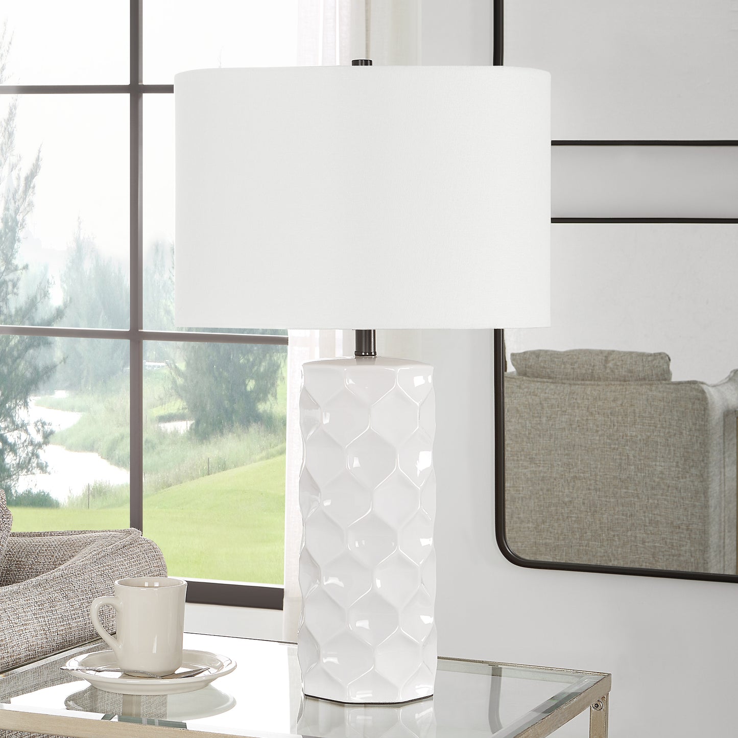 Uttermost Honeycomb White Table Lamp 30181-1