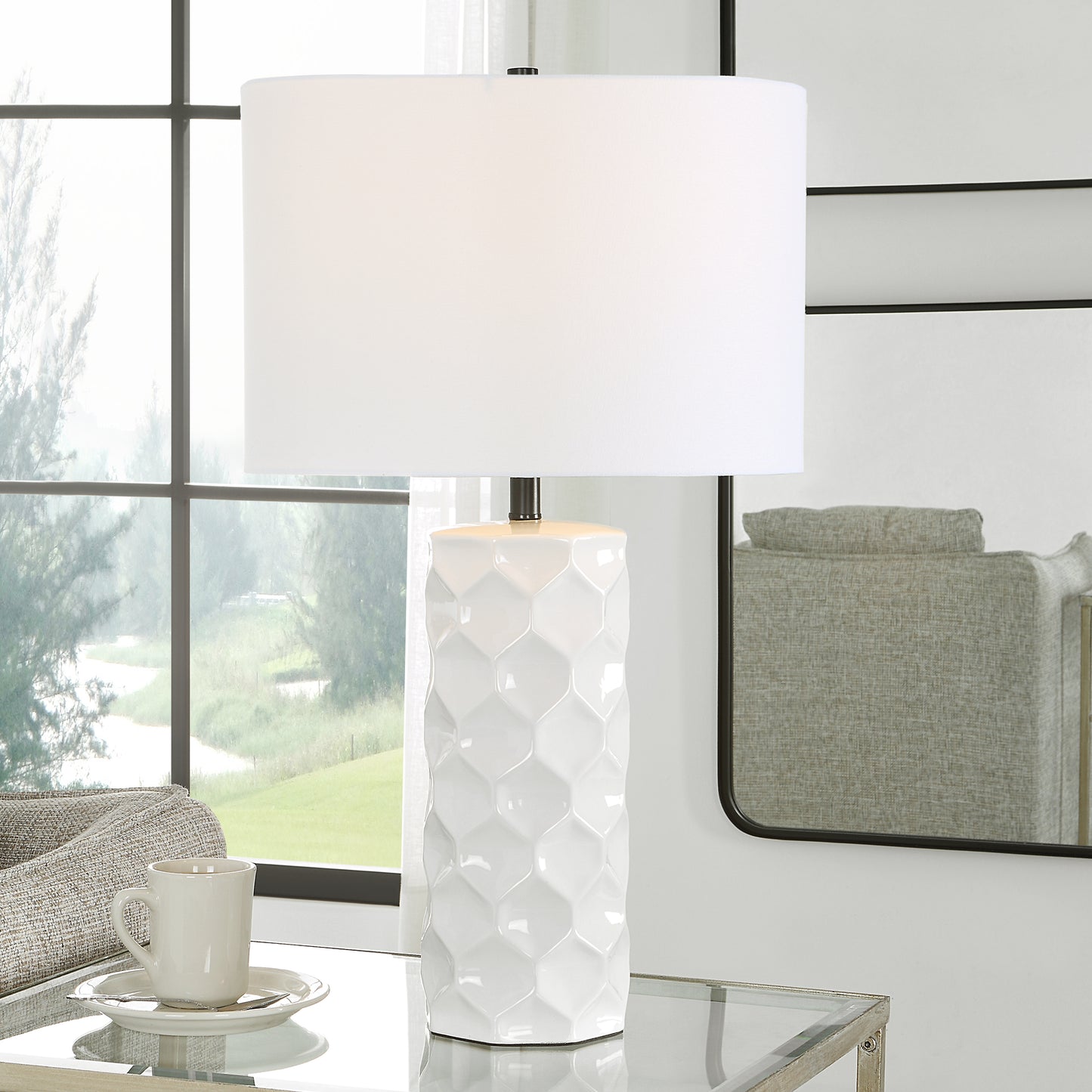 Uttermost Honeycomb White Table Lamp 30181-1