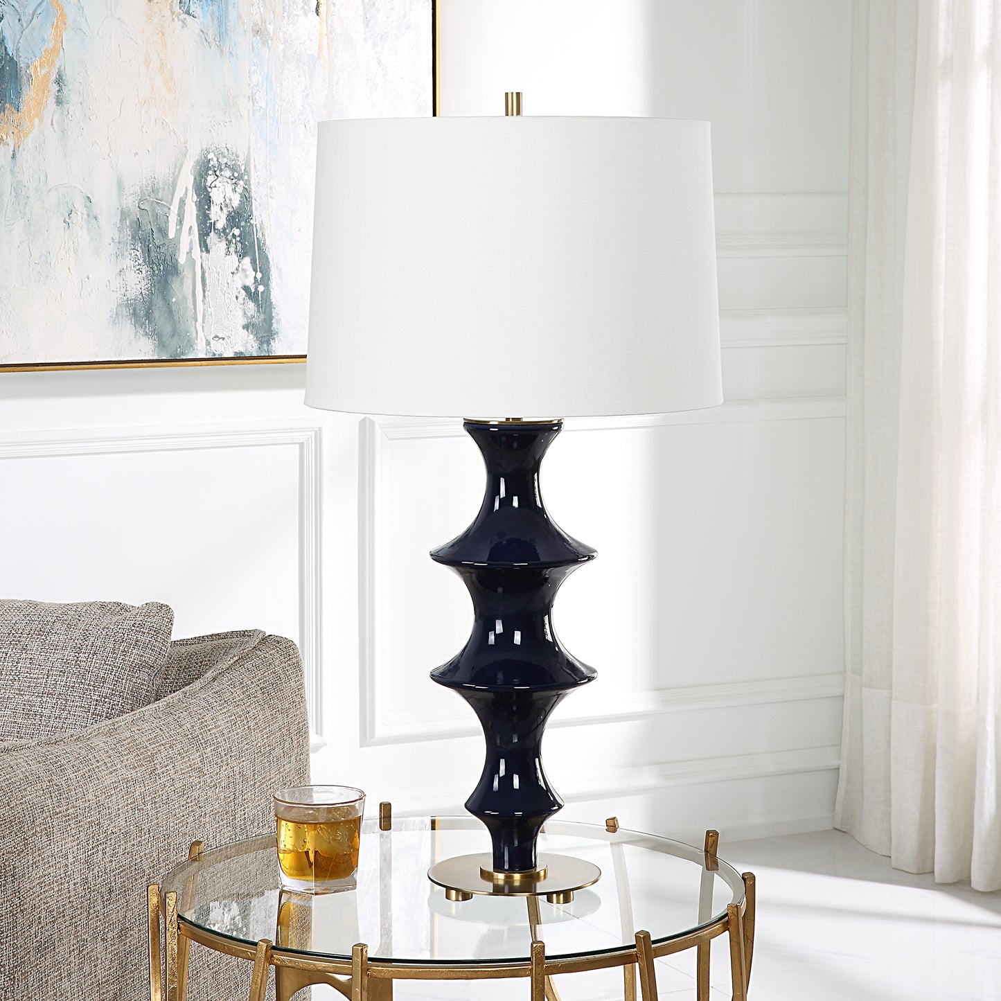 Uttermost Coil Sculpted Blue Table Lamp 30196