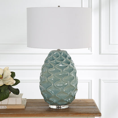 Uttermost Laced Up Sea Foam Glass Table Lamp 30193