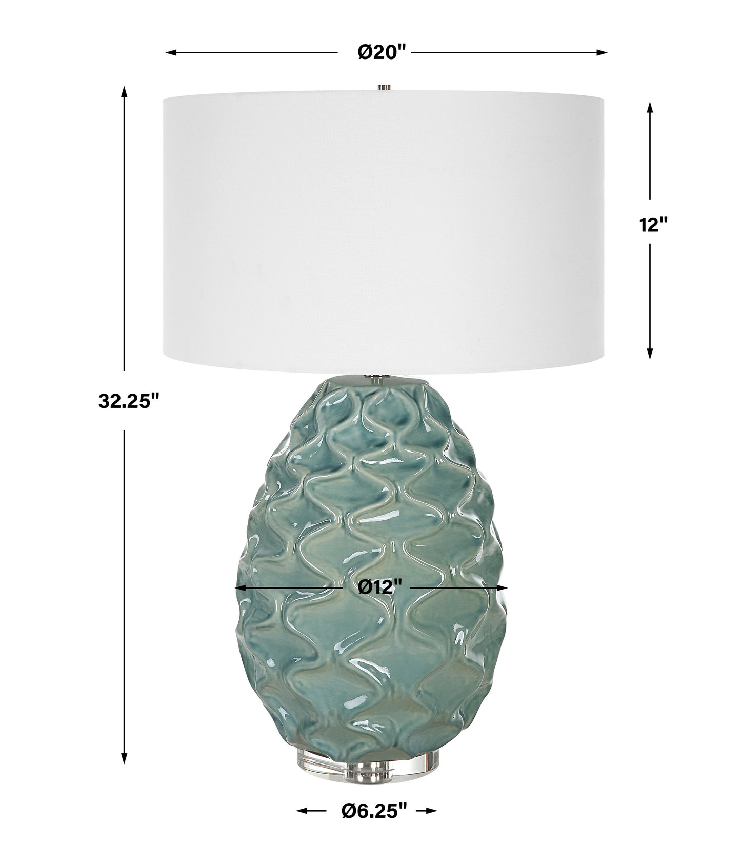 Uttermost Laced Up Sea Foam Glass Table Lamp 30193