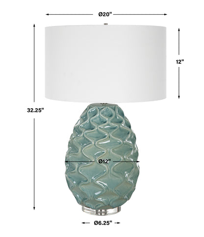 Uttermost Laced Up Sea Foam Glass Table Lamp 30193