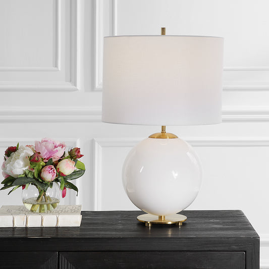 Lily Lifestyle White Glass, Sphere-Shaped Body With Gold Accents