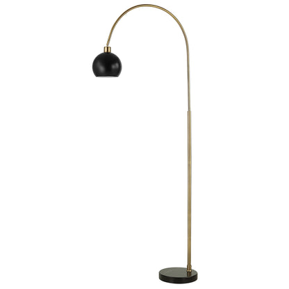 Lily Lifestyle Antique Brass Finish With Matte Black Metal Shade And Black Marble Foot