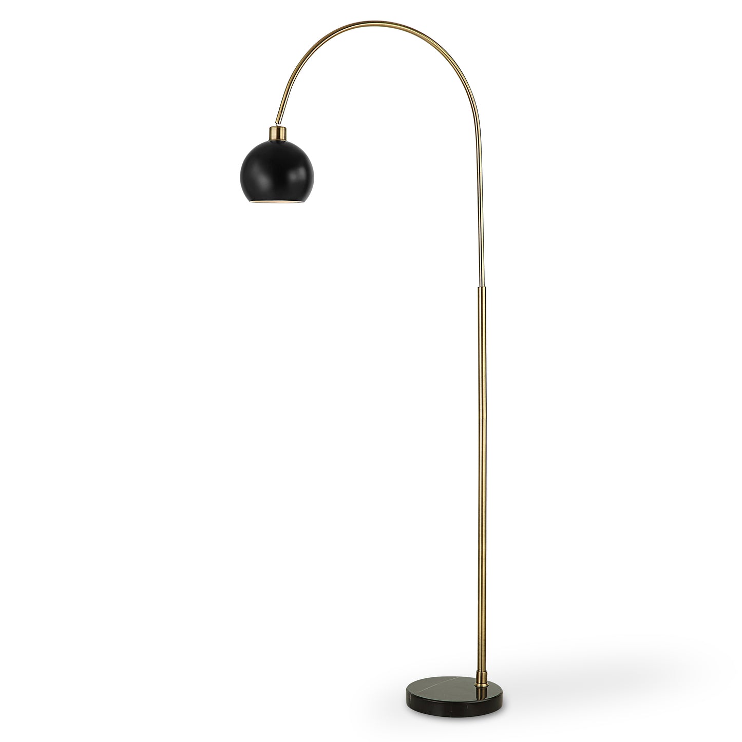 Lily Lifestyle Antique Brass Finish With Matte Black Metal Shade And Black Marble Foot