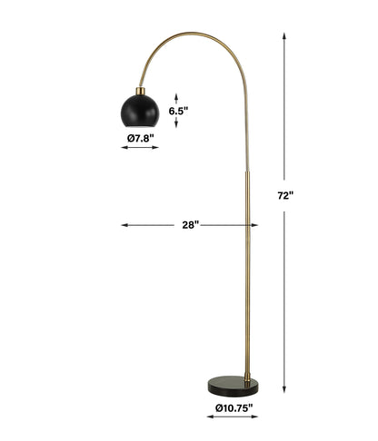 Lily Lifestyle Antique Brass Finish With Matte Black Metal Shade And Black Marble Foot