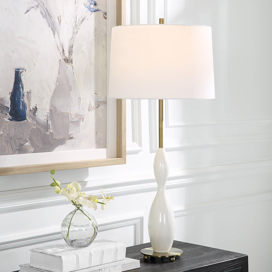 Uttermost Annora Glossy White Table Lamp 30235