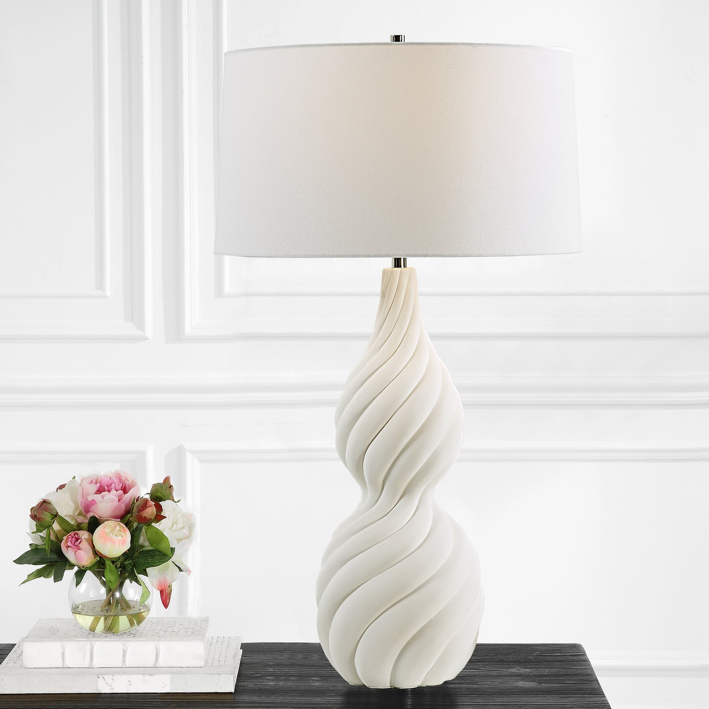 Uttermost Twisted Swirl White Table Lamp 30240