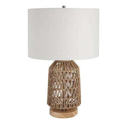 Lily Lifestyle Loosely Woven Natural Shade Of Rope With Oak Wood And Brushed Nickel Accents