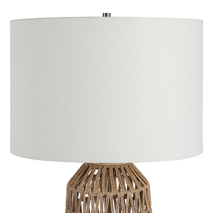 Lily Lifestyle Loosely Woven Natural Shade Of Rope With Oak Wood And Brushed Nickel Accents