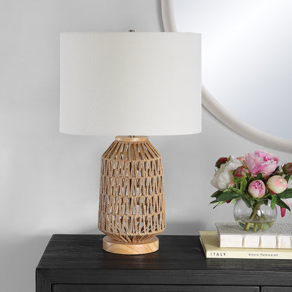 Lily Lifestyle Loosely Woven Natural Shade Of Rope With Oak Wood And Brushed Nickel Accents