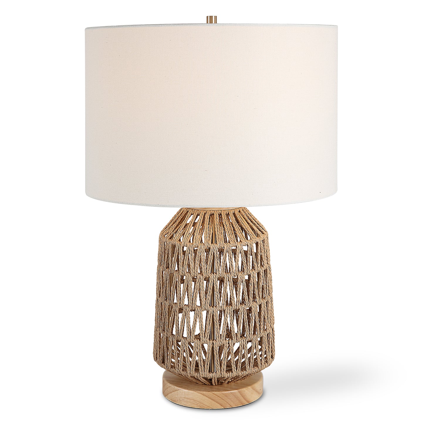 Lily Lifestyle Loosely Woven Natural Shade Of Rope With Oak Wood And Brushed Nickel Accents